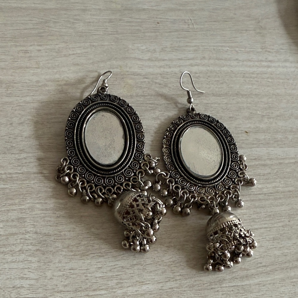 Oxidized Silver Dangle Earrings